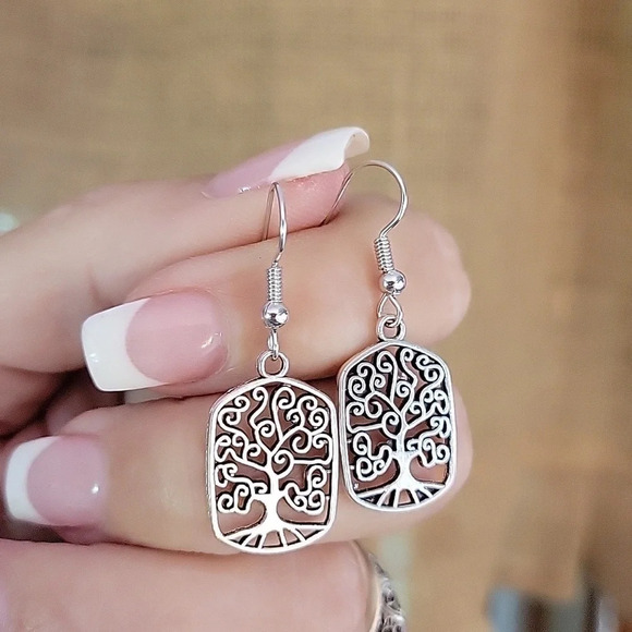 Tree of Life Dainty Drop Earrings - Picture 1 of 6